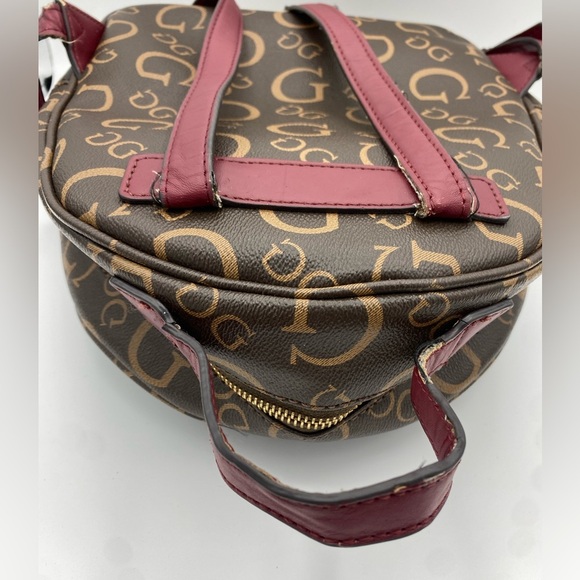 Guess Vintage Maroon Strap Brown Logo Backpack - Picture 5 of 14